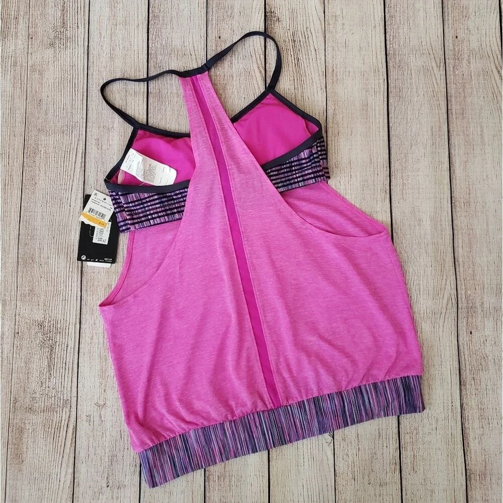 Nike Heathered Layered Sports Bra Halter Top in One Hot Pink Size Small
